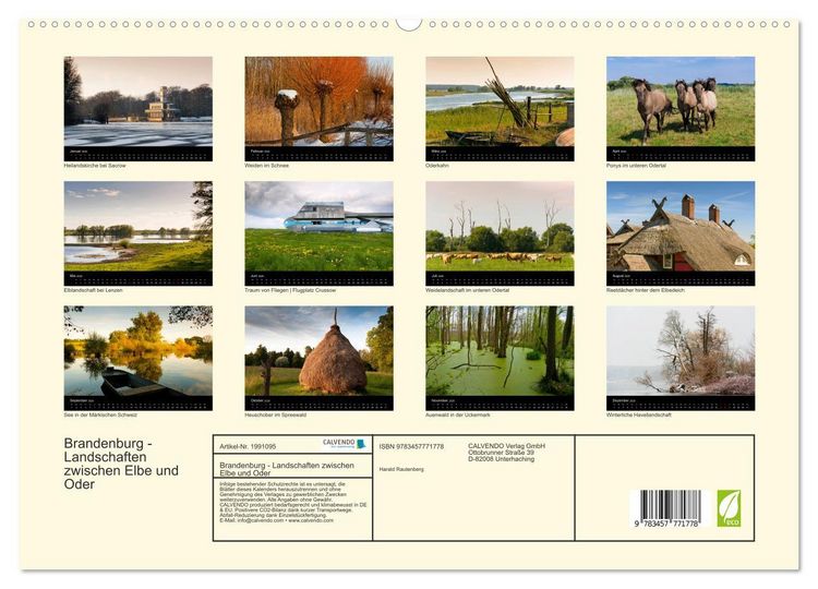 Produktbild: Brandenburg - Landschaften zwischen Elbe und Oder (hochwertiger Premium Wandkalender 2026 DIN A2 quer), Kunstdruck in Hochglanz