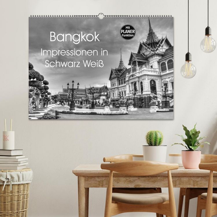 Produktbild: Bangkok Impressionen in Schwarz Wei&szlig; (Wandkalender 2026 DIN A2 quer), CALVENDO Monatskalender