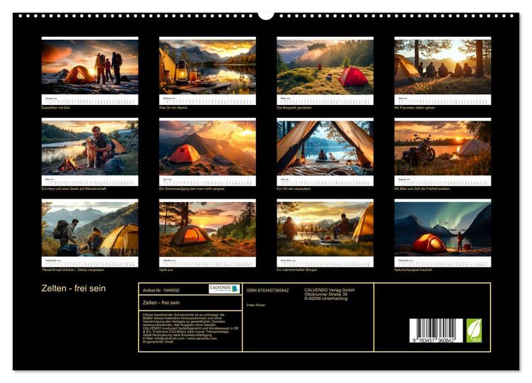 Produktbild: Zelten - frei sein (hochwertiger Premium Wandkalender 2026 DIN A2 quer), Kunstdruck in Hochglanz
