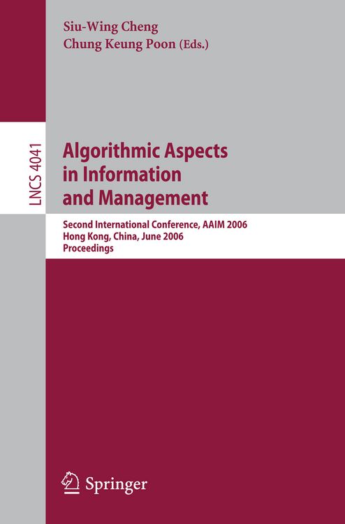 Produktbild: Algorithmic Aspects in Information and Management