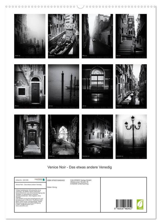 Produktbild: Venice Noir - Das etwas andere Venedig (hochwertiger Premium Wandkalender 2026 DIN A2 hoch), Kunstdruck in Hochglanz