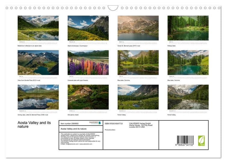 Produktbild: Aosta Valley and its nature (Wall Calendar 2026 DIN A3 landscape), CALVENDO 12 Month Wall Calendar