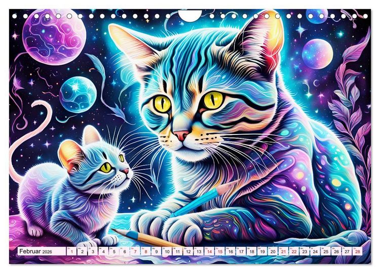 Produktbild: Katzen Schnurrige K&uuml;nstler (Wandkalender 2026 DIN A4 quer), CALVENDO Monatskalender