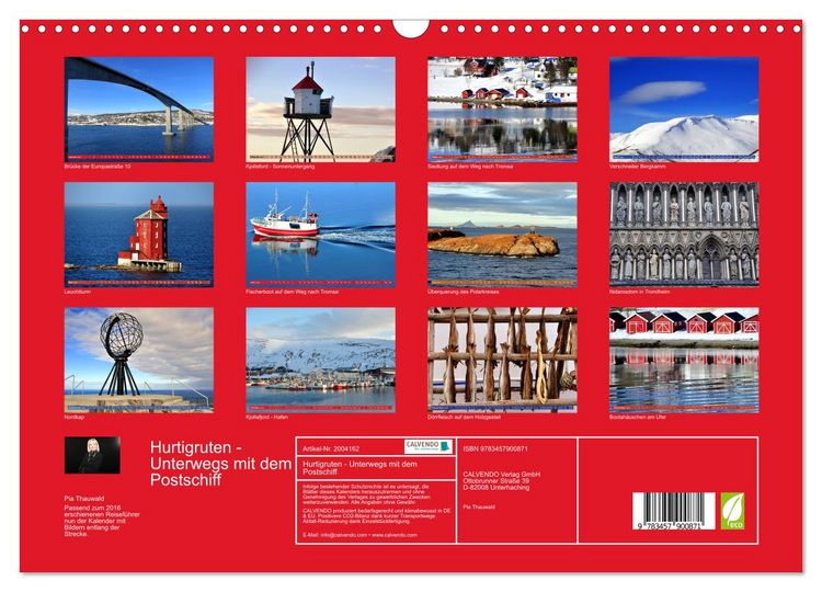 Produktbild: Hurtigruten - Unterwegs mit dem Postschiff (Wandkalender 2026 DIN A3 quer), CALVENDO Monatskalender