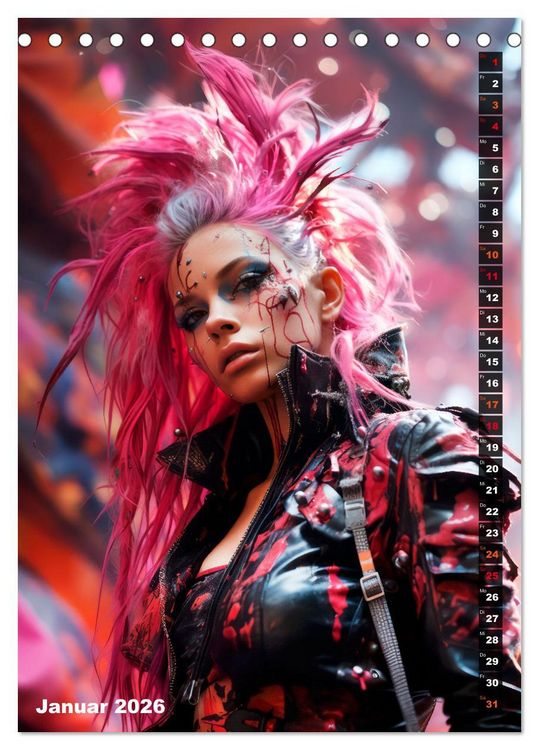 Produktbild: ROCKERINNEN Cyber, Goth, Punk und mehr (Tischkalender 2026 DIN A5 hoch), CALVENDO Monatskalender
