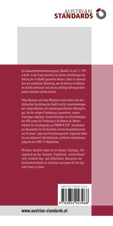 Produktbild: Bauarbeitenkoordinationsgesetz (BauKG) und Haftungsfragen