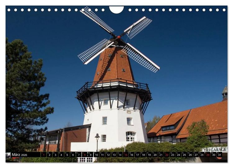 Produktbild: Windm&uuml;hlen in Europa (Wandkalender 2026 DIN A4 quer), CALVENDO Monatskalender