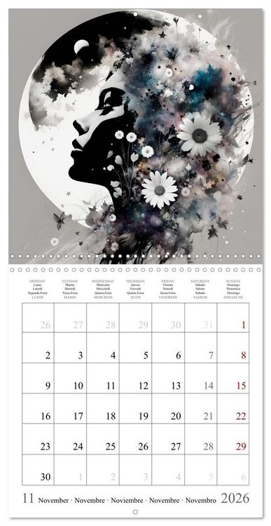 Produktbild: Silhouettes myst&eacute;rieuses (Calendrier mural carr&eacute; 2026 30x30 cm) Calendrier double avec une page pour vos prises de notes