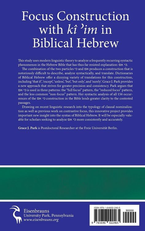 Produktbild: Focus Construction with k&icirc; &iquest;im in Biblical Hebrew