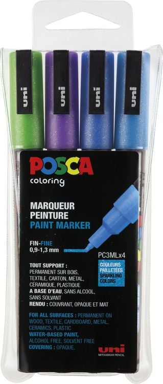Produktbild: uni-ball Marker POSCA PC-3M Glitter kalte Farben 4er Set