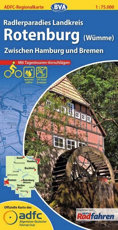 Produktbild: BVA ADFC Regionalkarte Radlerparadies Landkreis Rotenburg (W&uuml;mme) 1:75.000