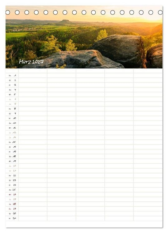 Produktbild: Familienkalender - Wandern im Elbsandsteingebirge (Tischkalender 2027 DIN A5 hoch), CALVENDO Monatskalender