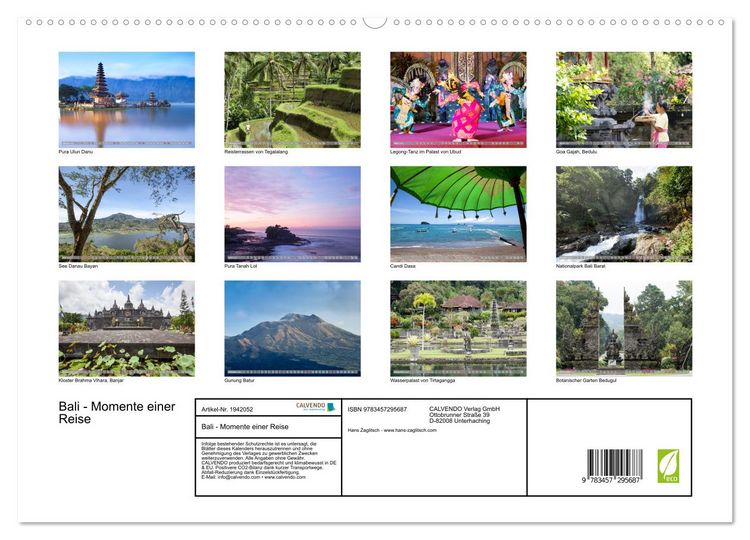 Produktbild: Bali - Momente einer Reise (hochwertiger Premium Wandkalender 2026 DIN A2 quer), Kunstdruck in Hochglanz