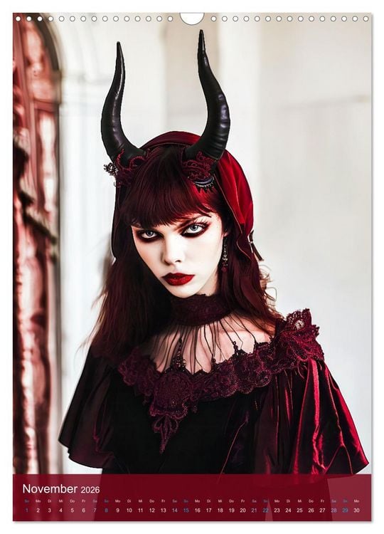 Produktbild: Teuflische Gothics - Gothic, Girls und H&ouml;rner (Wandkalender 2026 DIN A3 hoch), CALVENDO Monatskalender