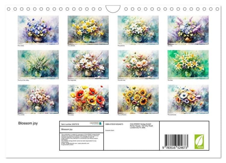 Produktbild: Blossom joy (Wall Calendar 2026 DIN A4 landscape), CALVENDO 12 Month Wall Calendar