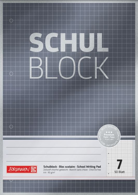 Produktbild: Brunnen Schulblock A4 Lin7 50Bl Premium