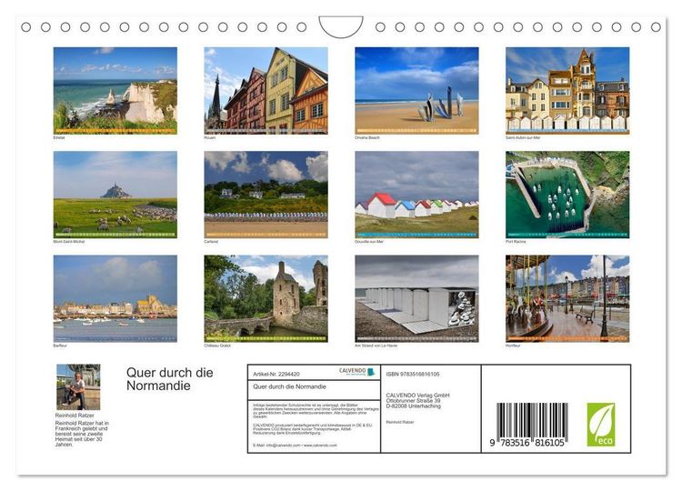 Produktbild: Quer durch die Normandie (Wandkalender 2027 DIN A4 quer), CALVENDO Monatskalender