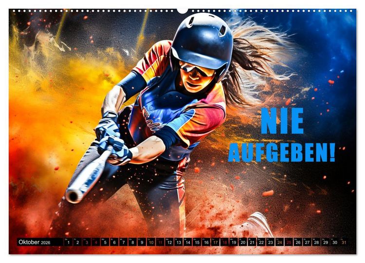 Produktbild: Baseball und Motivation (hochwertiger Premium Wandkalender 2026 DIN A2 quer), Kunstdruck in Hochglanz