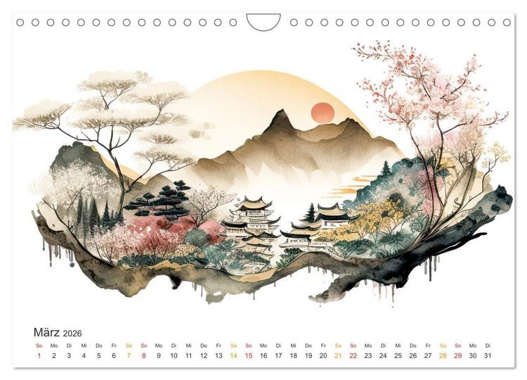 Produktbild: Japan - Aquarell Kunst und Tradition (Wandkalender 2026 DIN A4 quer), CALVENDO Monatskalender