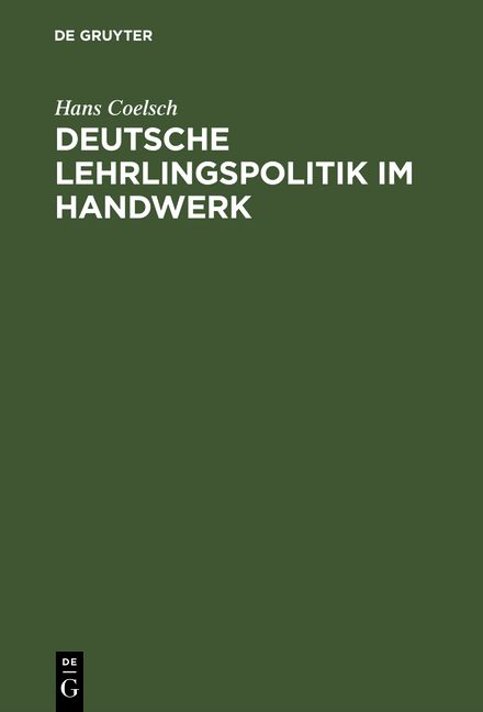 Produktbild: Deutsche Lehrlingspolitik im Handwerk