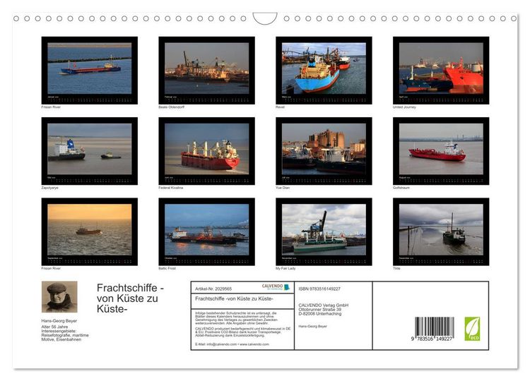 Produktbild: Frachtschiffe -von K&uuml;ste zu K&uuml;ste- (Wandkalender 2026 DIN A3 quer), CALVENDO Monatskalender