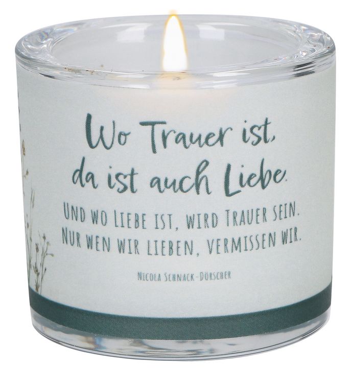Produktbild: Glaswindlicht zur Trauer - Wo Trauer ist, da ist auch Liebe