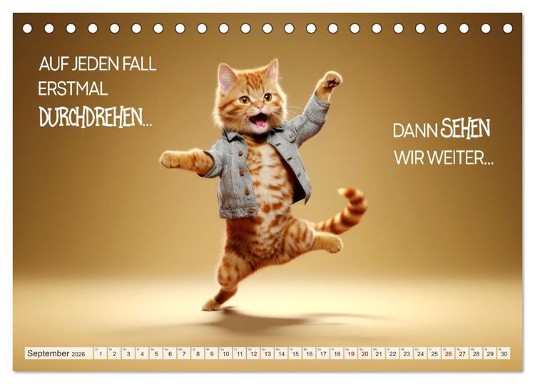 Produktbild: KATZEN-IRONIE Lach mal wieder (Tischkalender 2026 DIN A5 quer), CALVENDO Monatskalender