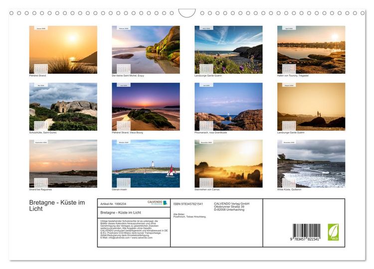 Produktbild: Bretagne - K&uuml;ste im Licht (Wandkalender 2026 DIN A3 quer), CALVENDO Monatskalender
