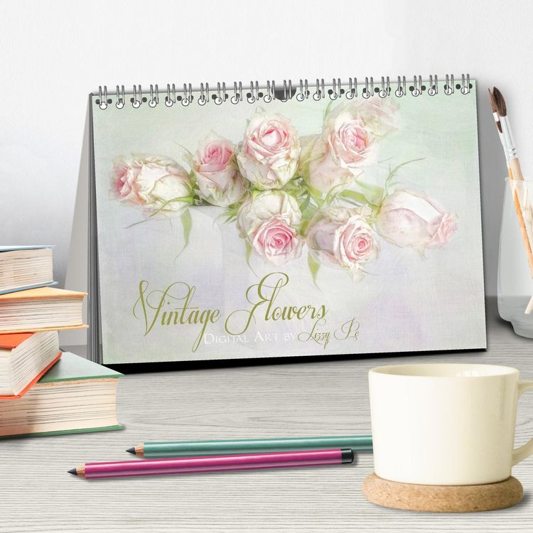Produktbild: Vintage Flowers (Tischkalender 2026 DIN A5 quer), CALVENDO Monatskalender