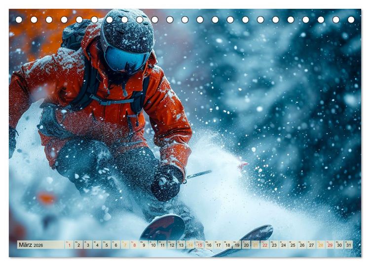 Produktbild: Skifahren - tolle Momente (Tischkalender 2026 DIN A5 quer), CALVENDO Monatskalender