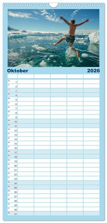 Produktbild: Familienplaner 2026 - Eisbaden mit 5 Spalten (Wandkalender, 21 x 45 cm) CALVENDO