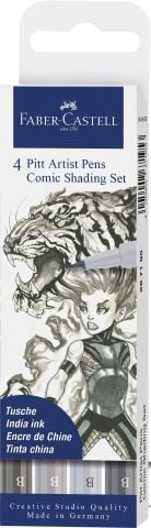 Produktbild: Faber-Castell Tuschestifte Pitt Artist Pens Comic Shading, 4er Etui