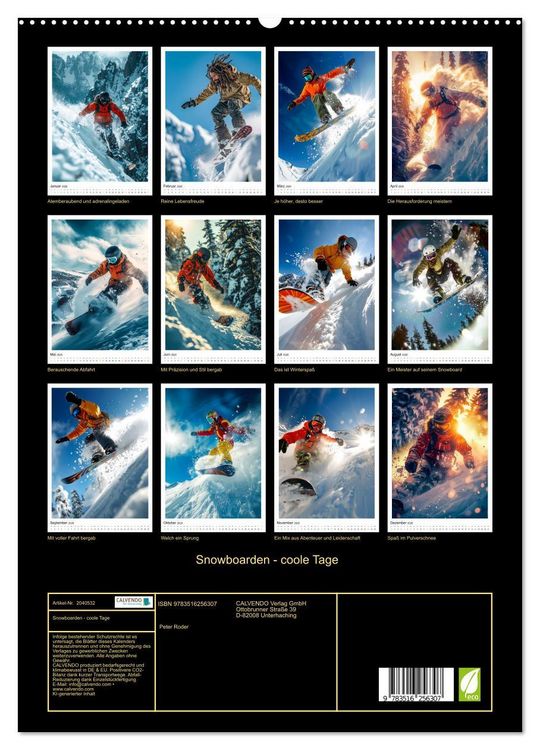 Produktbild: Snowboarden - coole Tage (hochwertiger Premium Wandkalender 2026 DIN A2 hoch), Kunstdruck in Hochglanz