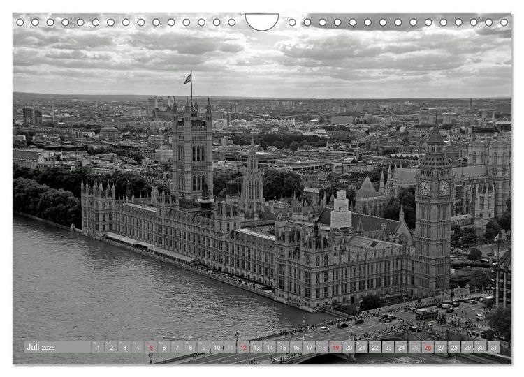 Produktbild: London in Schwarz-Wei&szlig; (Wandkalender 2026 DIN A4 quer), CALVENDO Monatskalender