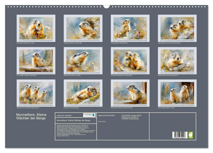 Produktbild: Murmeltiere. Kleine W&auml;chter der Berge (Wandkalender 2027 DIN A2 quer), CALVENDO Monatskalender