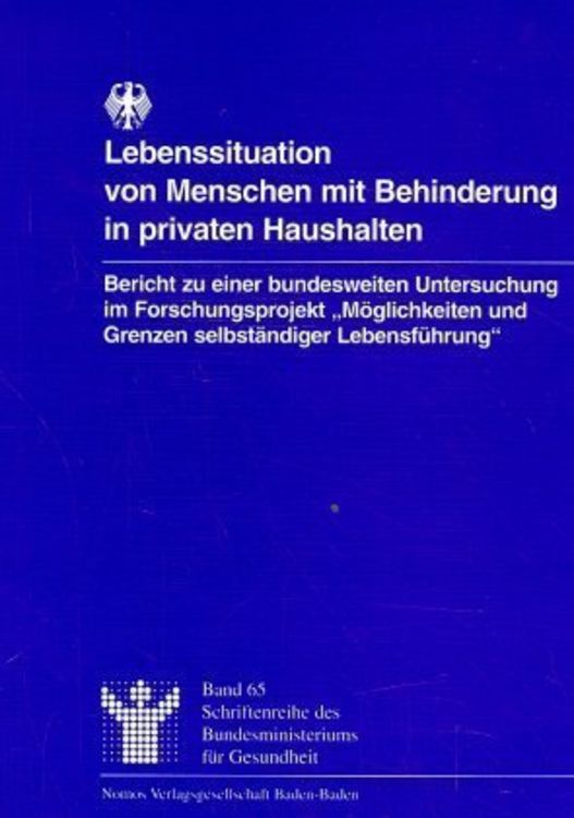 Produktbild: Lebenssituation von Menschen mit Behinderung in privaten Haushalten