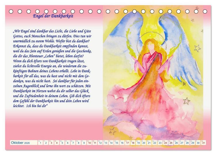 Produktbild: Engelbilder mit Botschaften f&uuml;r die Seele (Tischkalender 2026 DIN A5 quer), CALVENDO Monatskalender