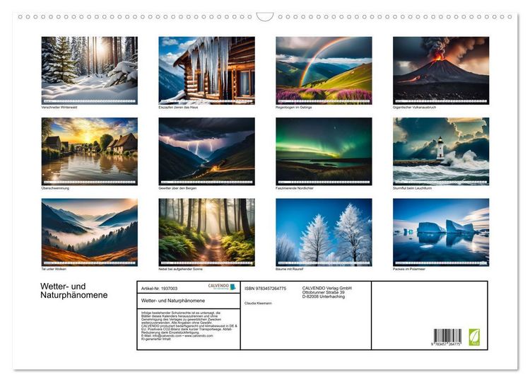 Produktbild: Wetter- und Naturph&auml;nomene (Wandkalender 2026 DIN A2 quer), CALVENDO Monatskalender
