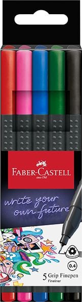 Produktbild: Faber-Castell Fineliner Grip Finepen basic 5er Set