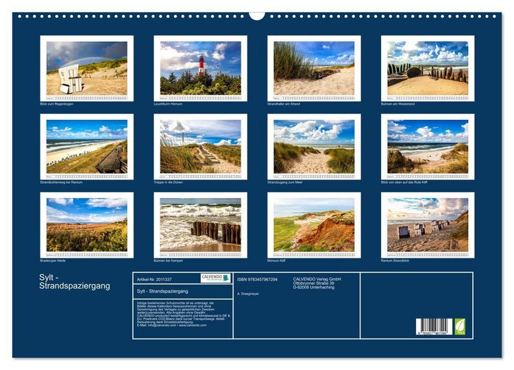 Produktbild: Sylt - Strandspaziergang (Wandkalender 2026 DIN A2 quer), CALVENDO Monatskalender