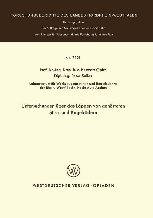 Produktbild: Untersuchungen &uuml;ber das L&auml;ppen von geh&auml;rteten Stirn- und Kegelr&auml;dern