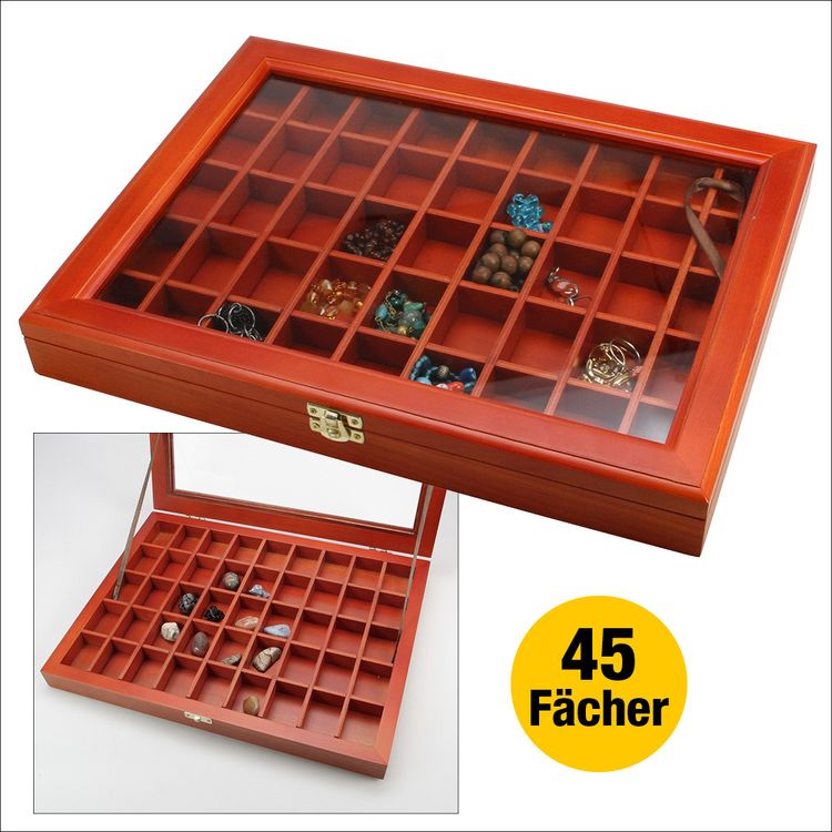 Produktbild: Vitrine aus Holz mit 45 F&auml;chern
