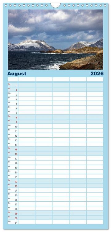 Produktbild: Familienplaner 2026 - Licht des Nordens - LOFOTEN mit 5 Spalten (Wandkalender, 21 x 45 cm) CALVENDO