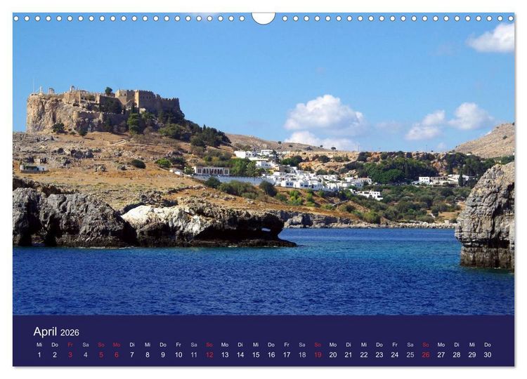 Produktbild: Rhodos mit Lindos und Symi (Wandkalender 2026 DIN A3 quer), CALVENDO Monatskalender