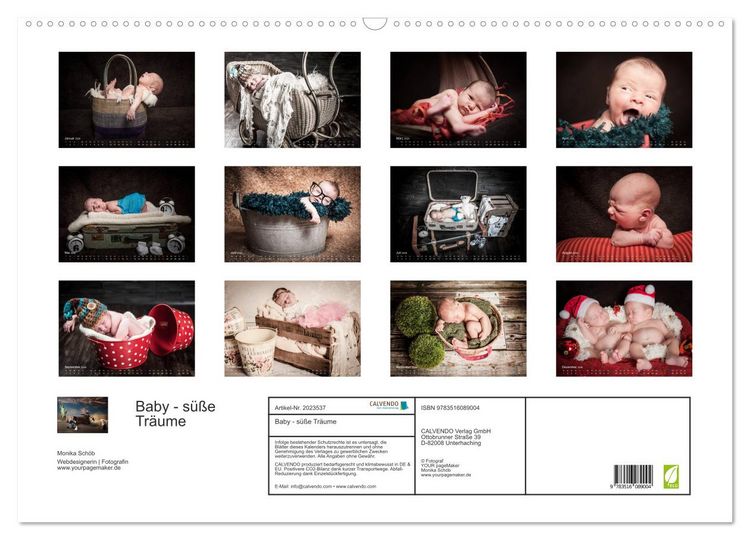 Produktbild: Baby - s&uuml;&szlig;e Tr&auml;ume (Wandkalender 2026 DIN A2 quer), CALVENDO Monatskalender