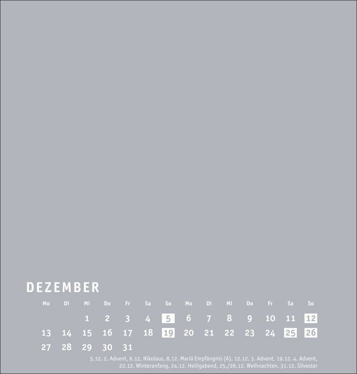 Produktbild: Premium-Bastelkalender silbergrau mittel 2027