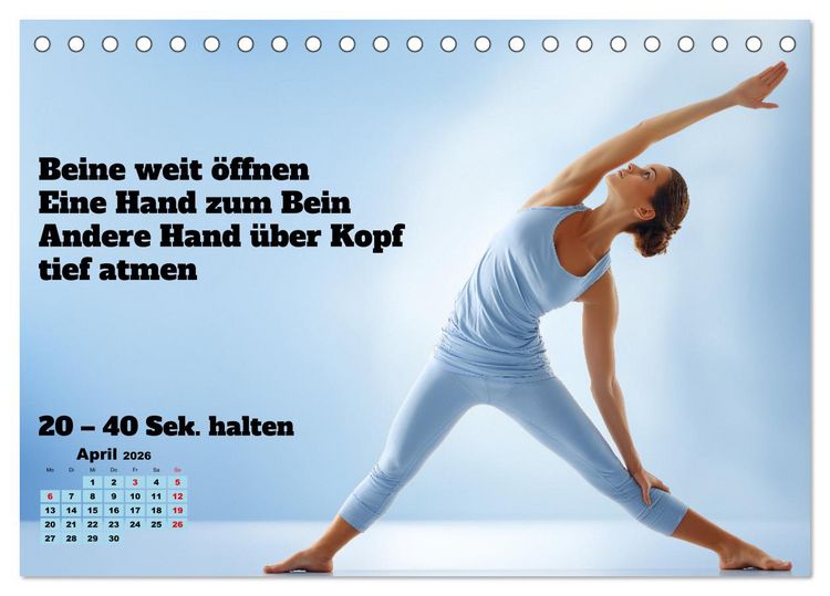 Produktbild: Yoga Kalender - &Uuml;bungen und Meditation f&uuml;r jeden Monat (Tischkalender 2026 DIN A5 quer), CALVENDO Monatskalender