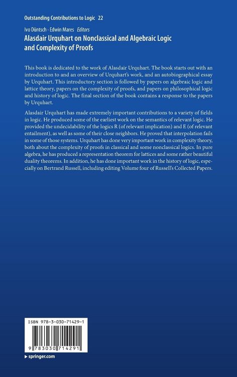 Produktbild: Alasdair Urquhart on Nonclassical and Algebraic Logic and Complexity of Proofs