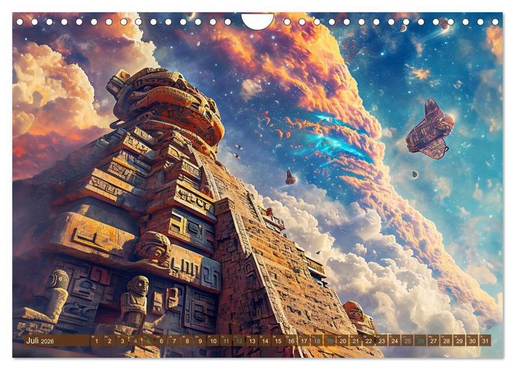 Produktbild: Sternenkrieger - Science Fiction Visionen der Maya und Azteken (Wandkalender 2026 DIN A4 quer), CALVENDO Monatskalender