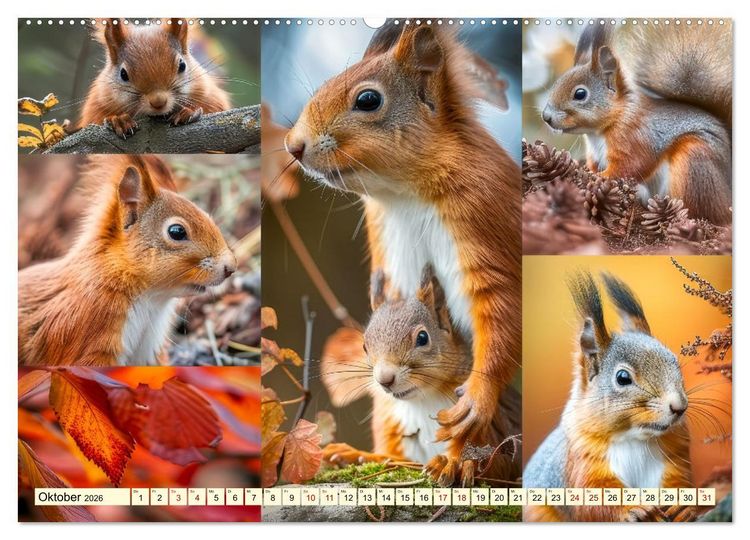 Produktbild: Eichh&ouml;rnchen - tollk&uuml;hne Kletterer (Wandkalender 2026 DIN A2 quer), CALVENDO Monatskalender